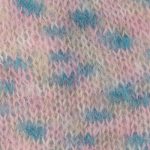 Bella color kidmohair garn her i fargen 883160 rosa/petrol. Bildet viser farge lengde