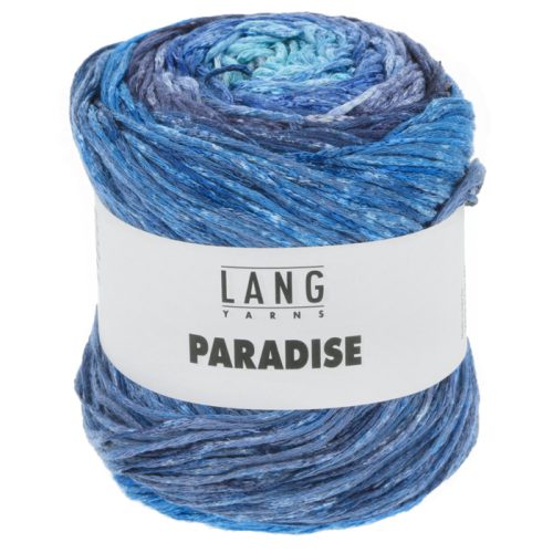 Langyarns Paradise garn inneholder 78% bomull og 22% viskose. Strikkefastheten er23 masker og 30 rader er 10 x 10 cm. Nøstet veier 100 gram og har ca 310 meter. Her i fargen 06