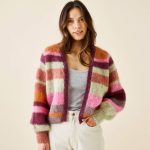 Strikkepakke for Stripet Cardigan i Bella fra Permin kid mohair garn