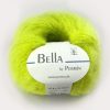 Bella fra Permin. Et lekkert mohairgarn som består av 75 % kid mohair, 20 % ull og 5% polyamid. Strikkefasthet: 14 m x 22 p på pinne 6. Leveres i 50 grams nøster som utgjør 145 meter. Her i fargen 291 acid lime.