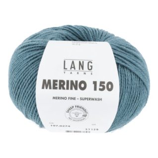 Merino 150 superwash garn fra Langyarns. Her i fargen 274 mork petrol.