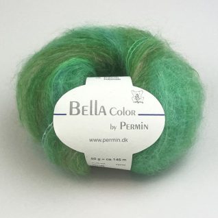 Bella Color fra Permin. Et lekkert mohairgarn som består av 75 % kid mohair, 20 % ull og 5% polyamid. Strikkefasthet: 14 m x 22 p på pinne 6. Leveres i 50 grams nøster som utgjør 145 meter. Her i fargen 883189 neon grønn.