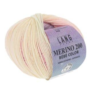 Merino Bebe 200 Color fra LangYarns. Inneholder: 100% merinoull (extrafine mulesing free. Vekt og lengde: 50 g ca 203 meter. Anbefalt pinne: 2,5 - 3,5 mm. Strikkefasthet: 28 masker x 32 omganger = 10 x 10 cm. Her i fargen 0354.