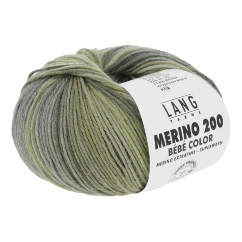 Merino Bebe 200 Color fra LangYarns. Inneholder: 100% merinoull (extrafine mulesing free. Vekt og lengde: 50 g ca 203 meter. Anbefalt pinne: 2,5 - 3,5 mm. Strikkefasthet: 28 masker x 32 omganger = 10 x 10 cm. Her i fargen 0393.