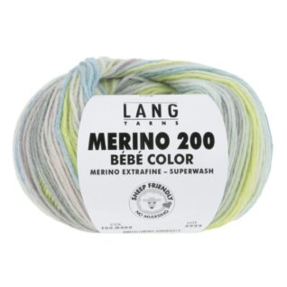 Merino Bebe 200 Color fra LangYarns. Inneholder: 100% merinoull (extrafine mulesing free. Vekt og lengde: 50 g ca 203 meter. Anbefalt pinne: 2,5 - 3,5 mm. Strikkefasthet: 28 masker x 32 omganger = 10 x 10 cm. Her i fargen 451.