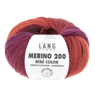 Merino Bebe 200 Color fra LangYarns. Inneholder: 100% merinoull (extrafine mulesing free. Vekt og lengde: 50 g ca 203 meter. Anbefalt pinne: 2,5 - 3,5 mm. Strikkefasthet: 28 masker x 32 omganger = 10 x 10 cm. Her i fargen 554.