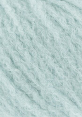 Cashmere Light fra Langyarns. Inneholder 88% Kashmir og 12% Polyamid. Strikkefasthet 20 masker x 31 omganger = 10 x 10 cm. Anbefalt pinne 5,5 og 6 mm. Her i fargen 72. Bildet viser garnets struktur.