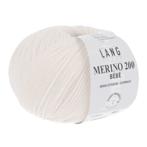 Merino 200 bebe er et strikkegarn fra Langyarns. Garnet inneholder 100% merinoull (extrafine mulesing free). 50 g ca 203 meter. Strikkefasthet 28 masker x 32 omganger på pinne 3 = 10 x 10 cm. Garnet passer like godt til både barn og voksne. Her i fargen 519.