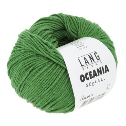 Oceania fra Langyarns er et garn laget av alger fra havet. Er fantastisk flott for huden da det absorberer fuktighet fra huden. Her i fargen 117.