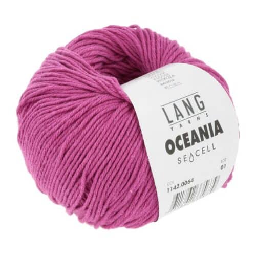 Oceania fra Langyarns er et garn laget av alger fra havet. Er fantastisk flott for huden da det absorberer fuktighet fra huden. Her i fargen 64.