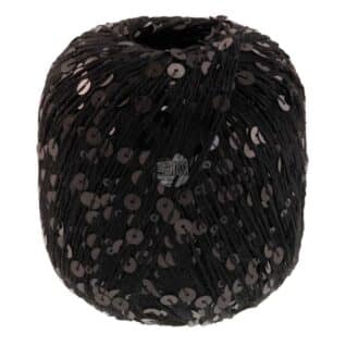 Lana Grossa Cosmo farge 04 Svart – effektgarn i bomull med paljetter