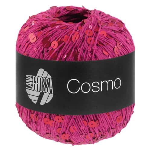 Lana Grossa Cosmo farge 15 fuchsia – effektgarn i bomull med paljetter