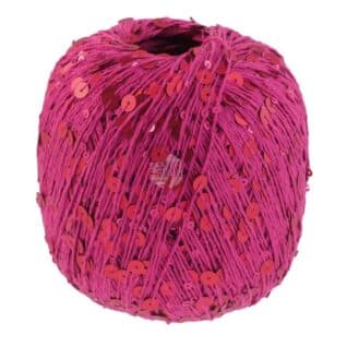 Lana Grossa Cosmo farge 15 fuchsia – effektgarn i bomull med paljetter