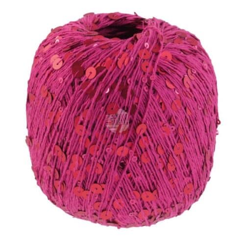 Lana Grossa Cosmo farge 15 fuchsia – effektgarn i bomull med paljetter
