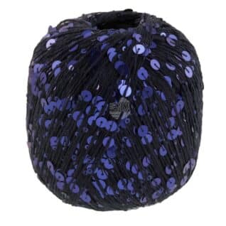 Lana Grossa Cosmo farge 19 midnattsblå – effektgarn i bomull med paljetter