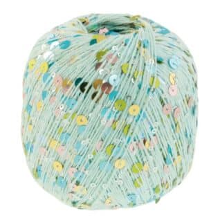 Lana Grossa Cosmo farge 21 lys turkis – effektgarn i bomull med paljetter