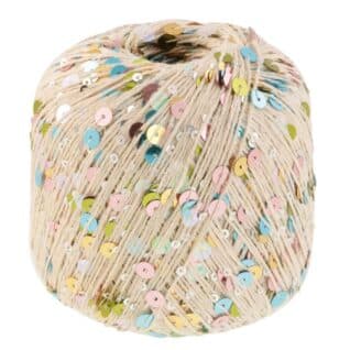 Lana Grossa Cosmo farge 11 lys beige – effektgarn i bomull med paljetter