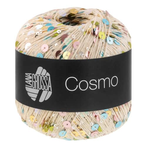 Lana Grossa Cosmo farge 11 lys beige – effektgarn i bomull med paljetter