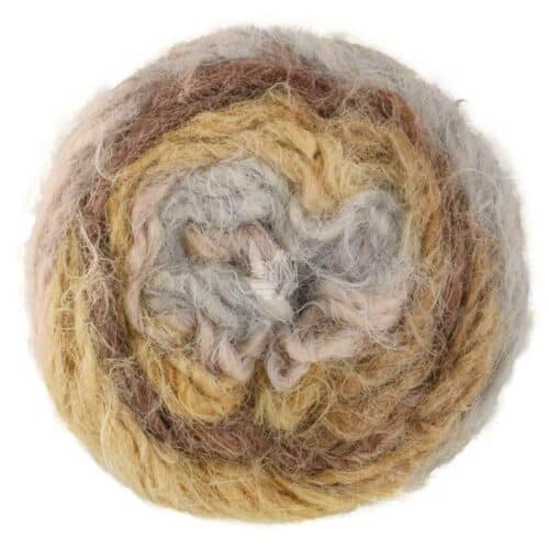 Fargeprøve av Lana Grossa Basta Mista, farge 108-beige-hellgraa-gronn-taupe-fargeprove-nøste.