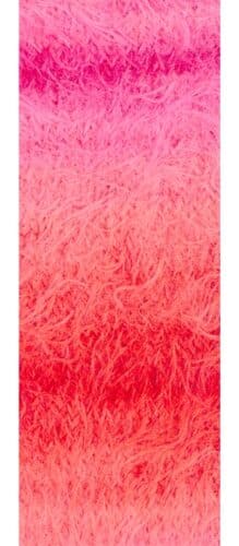 Fargeprøve av Lana Grossa Basta, farge 106 Rosa, pink, laks, korall. Strikket prøve.