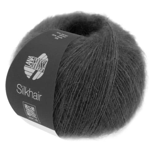 Lana Grossa Silkhair garnnøste i fargen antrasitt 183, luksuriøst mohair- og silkegarn.
