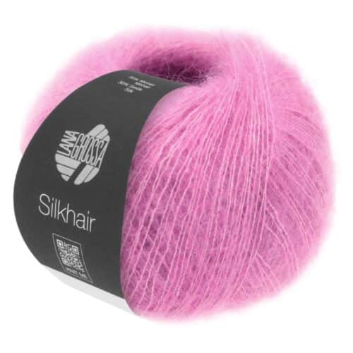 Lana Grossa Silkhair garnnøste i fargen pink 162, luksuriøst mohair- og silkegarn.