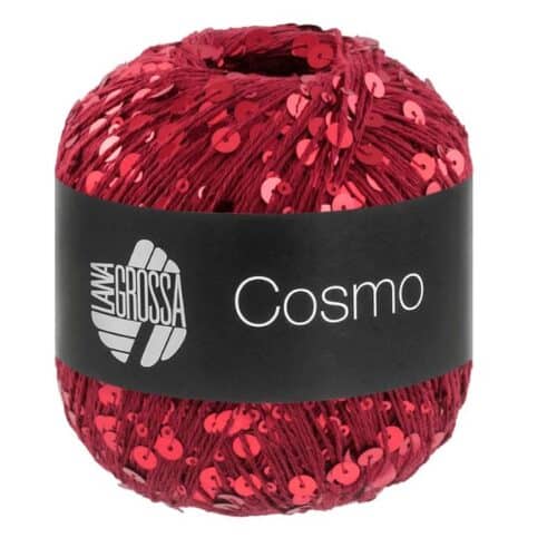 Fargeprøve av Lana Grossa Cosmo, farge 16 Vinrød.