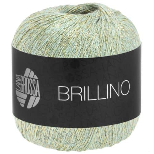 Fargeprøve av Brillino, Lana Grossa. Farge 24 mint-gull.